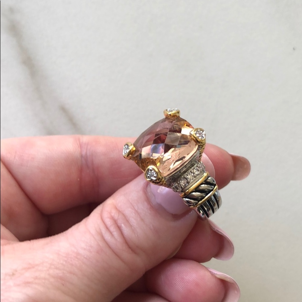 π Morganite Sterling Gold Noblesse Ring - Picture 4 of 6